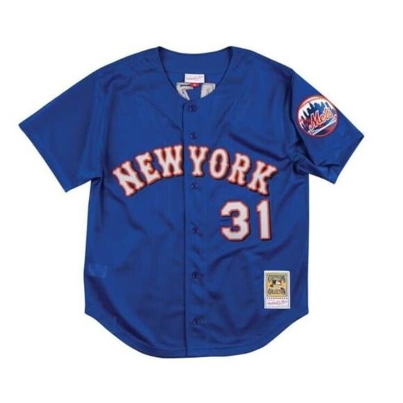 MLB Mitchell & Ness Blue New York Mets Mike Piazza Jersey New Mens Sizes - Picture 4 of 5